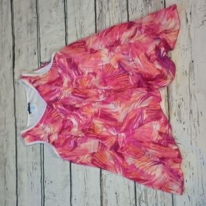 Slinky Brand Pink White Abstract Print Flowy Layered Tank Tunic L
